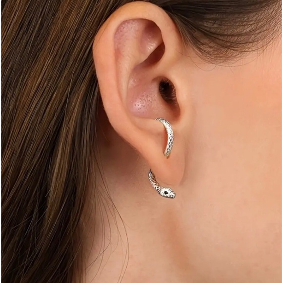 ❌ 925 STERLING SILVER SNAKE EARRING - Picture 2 of 3